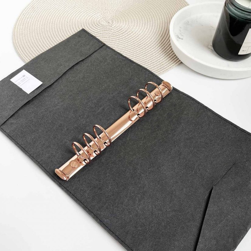 Černé kroužkové desky Byznys A5 - Barva mechaniky: Rose gold