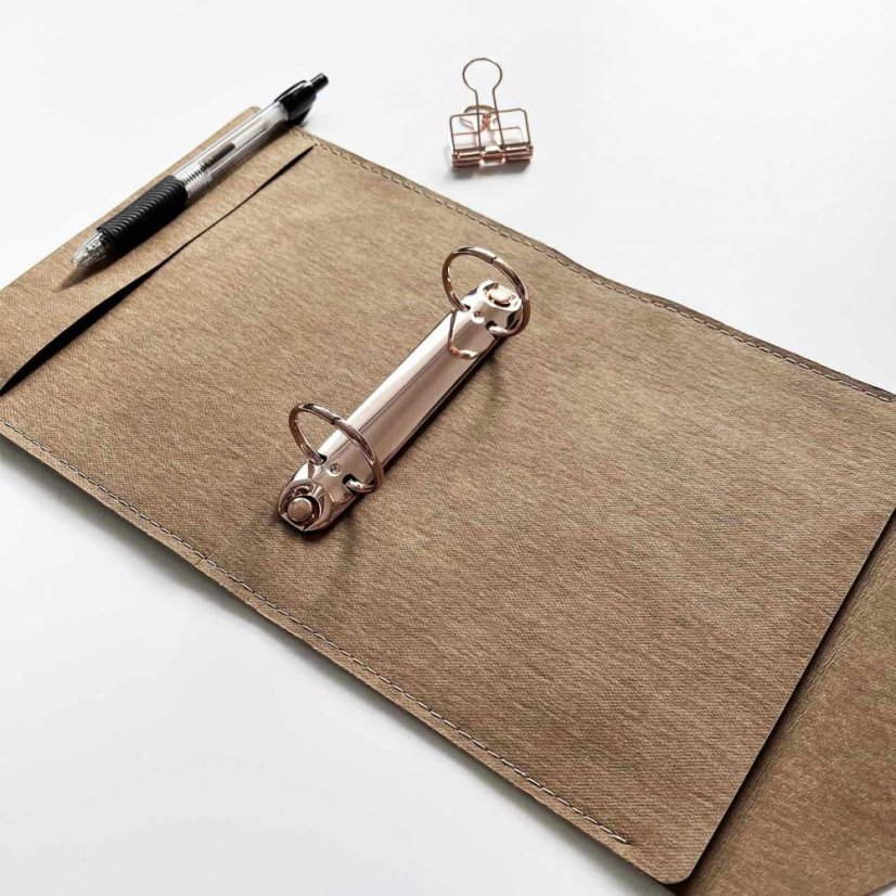 Hnědé kroužkové desky Psaníčko A6 - Barva mechaniky: Rose gold